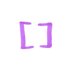 Bracket Symbol, hand-drawn marker glyph with purple color on transparent Background