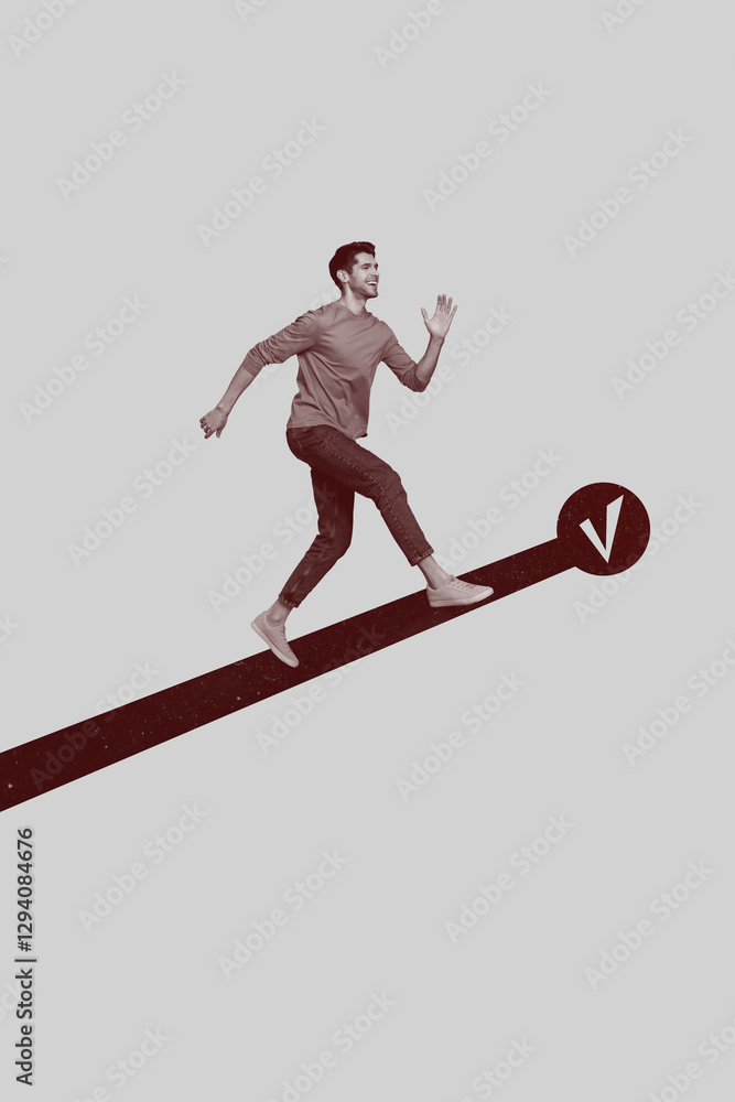 Aufkleber composite image montage trend artwork 3d collage of target route graphics showing achievement direct