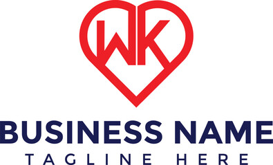 WK and heart vector logo icon