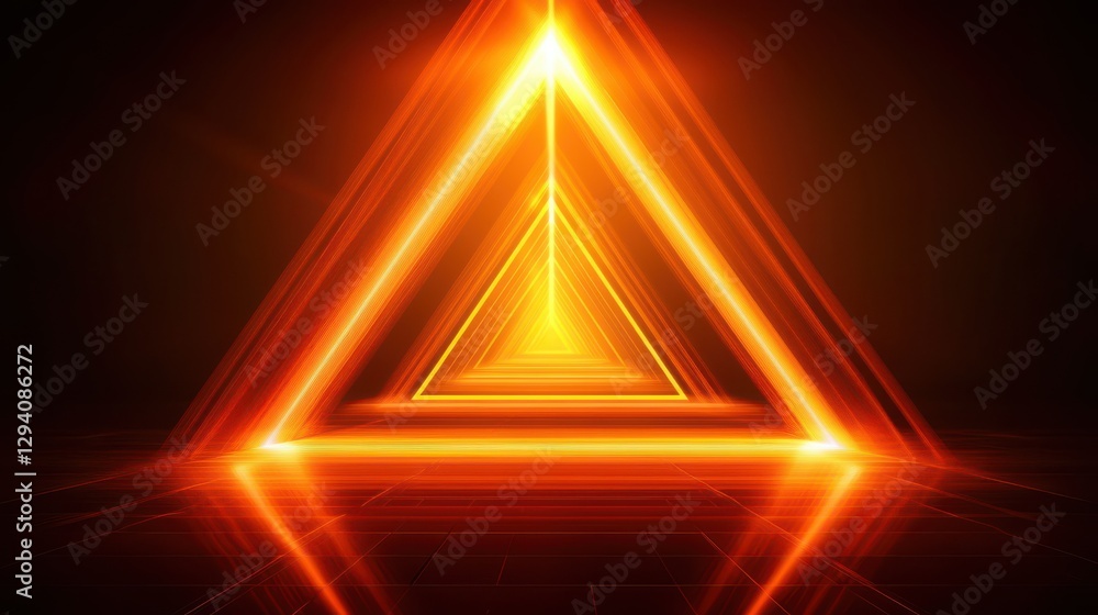Poster triangle tunnel orange laser light vj loop animation background 4k