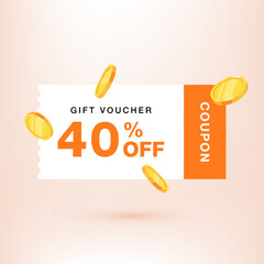 3D Gift voucher with coupon. coupon vector. discount coupon. Gift card coupon 3d design with 
