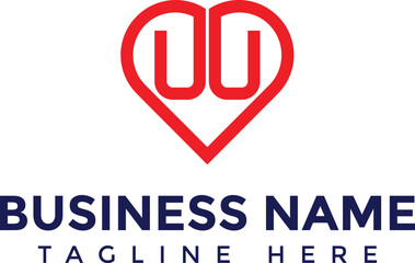 UU and heart vector logo icon