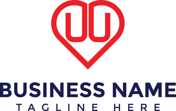 UU and heart vector logo icon