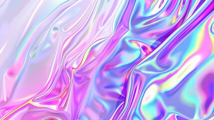 Obraz premium Iridescent neon background. Holographic Abstract soft pastel colors backdrop. Hologram Foil Aesthetic. Trendy vaporwave creative gradient