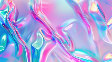Fototapeta premium Iridescent neon background. Holographic Abstract soft pastel colors backdrop. Hologram Foil Aesthetic. Trendy vaporwave creative gradient