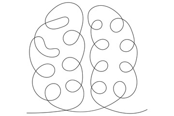 Human brain Continuous one line drawing of line art and vector illustration design
