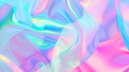 Obraz premium Iridescent neon background. Holographic Abstract soft pastel colors backdrop. Hologram Foil Aesthetic. Trendy vaporwave creative gradient
