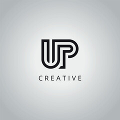 Creative Minimal UP PU Letter Business Logo Design Vector Template.