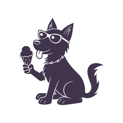 Dog with Ice-cream Silhouette Vector clipart isolated Illustration	