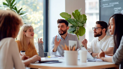 Office workers background. meeting and working in office. Colleagues communication. Business and work concept. meeting in office space. Team and teamwork. Leadership