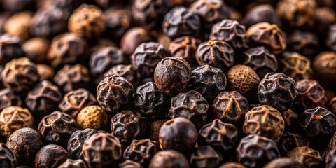Close-up Macro Shot of Black Peppercorns - Minimalist Spice Photography