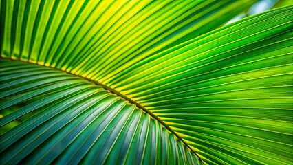 Obraz premium Lush Green Palm Leaf Closeup - Tropical Nature Stock Photo