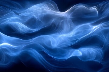 Obraz premium Abstract blue flowing energy forms floating in the darkness