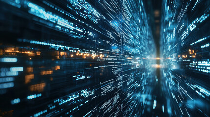 Obraz premium Monitoring cyber attack with AI in real-time featuring digital code flows and neural analysis