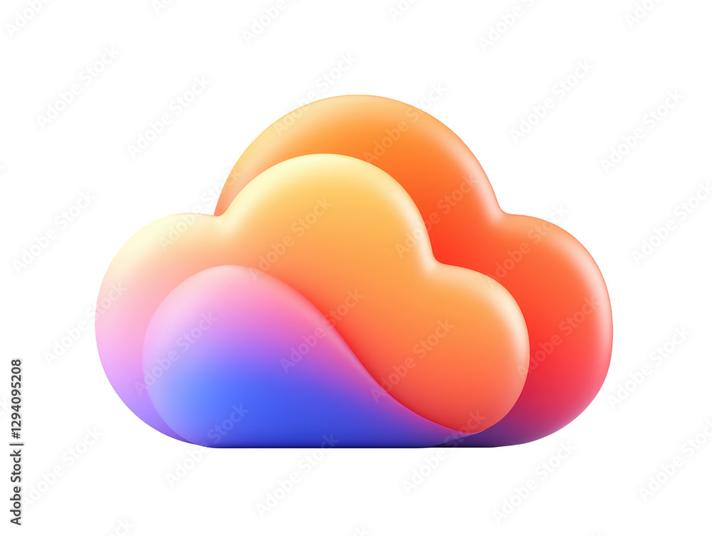 Poster a colorful cloud icon featuring soft curves and gradients, symbolizing digital storage and cloud com