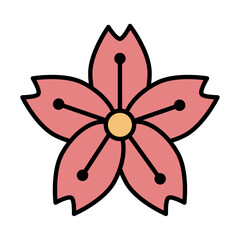 Vector image of a colorful flower icon with white background