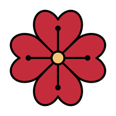 Vector image of a colorful flower icon with white background