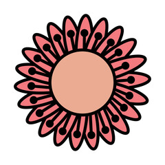 Vector image of a colorful flower icon with white background