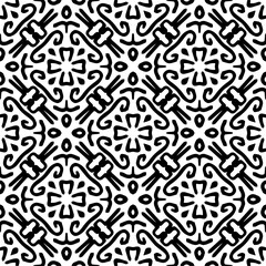 Vector pattern in ornamental style. Black and white color. Simple all over print block for apparel textile, ladies dress, fashion garment, digital wall paper.