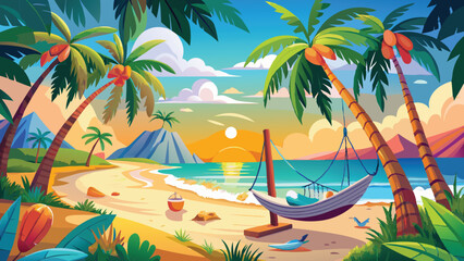 Obraz premium tropical island with palm trees