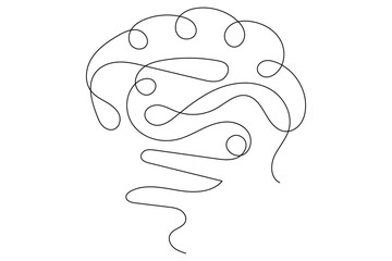 Human brain Continuous one line drawing of line art and vector illustration design
