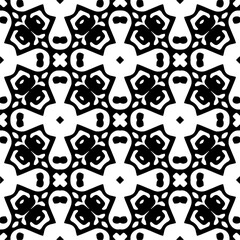 Vector pattern in ornamental style. Black and white color. Simple all over print block for apparel textile, ladies dress, fashion garment, digital wall paper.