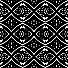 Vector pattern in ornamental style. Black and white color. Simple all over print block for apparel textile, ladies dress, fashion garment, digital wall paper.