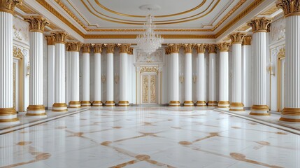 Fototapeta premium Palatial estate with crystal chandeliers and goldtrimmed interiors, royal opulence