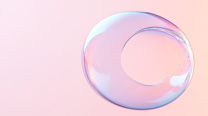 Obraz premium A shimmering iridescent ring on a soft pastel background. The light reflects beautifully off of its smooth surface, giving it a dreamy quality. Abstract design.