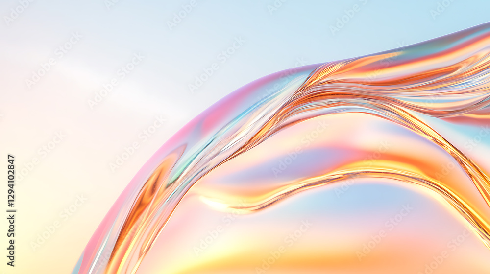 Aufkleber abstract iridescent wave shimmers with light. soft pastel colors blend seamlessly, creating a fluid,