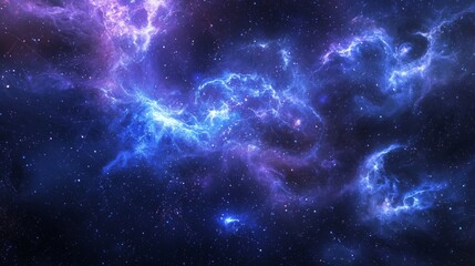 Naklejka premium Stunning Cosmic Clouds in Vibrant Purple and Blue Colors Creating a Mystical Deep Space Atmosphere