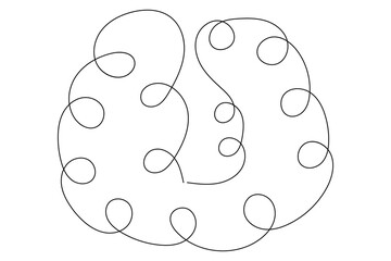 Human brain Continuous one line drawing of line art and vector illustration design
