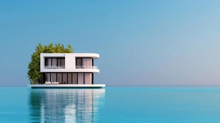 Floating luxury villa with underwater bedrooms and ocean views, aquatic paradise