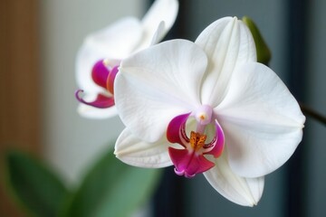 Close-up view of fragrant orchid, vanilla essence, pristine white, perfume, white, floral