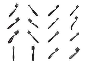 Editable Toothbrush Silhouette Vector with Smooth Path and Smart Cut Lines