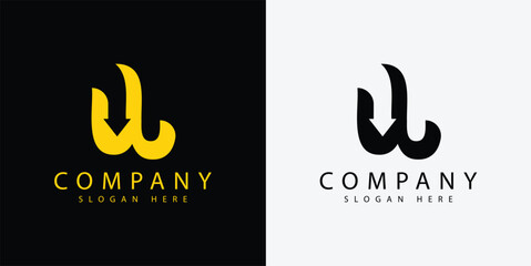 Modern letter u arrow logo. simple monogram u arrow letter logo design template