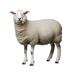 Fototapeta premium A fluffy sheep isolated on a transparent background, perfect for agricultural designs, farm related visuals, and animal themed projects