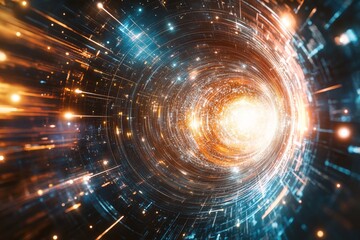 Obraz premium A mesmerizing tunnel of light and energy, depicting a cosmic journey through space and time.