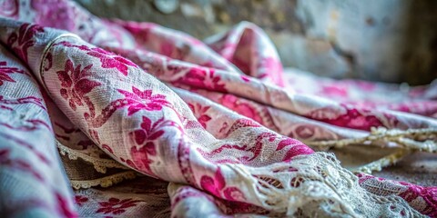 Fototapeta premium Close-up Pink and White Fabric Texture: Urban Exploration Photography Style