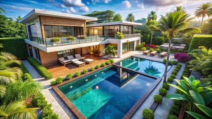Luxury Tropical Villa Pool: Stunning Contemporary Paradise Escape