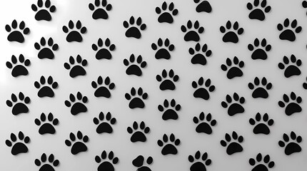 Fototapeta premium Vector paw icon print - cat paw pattern - dog paw seamless pattern