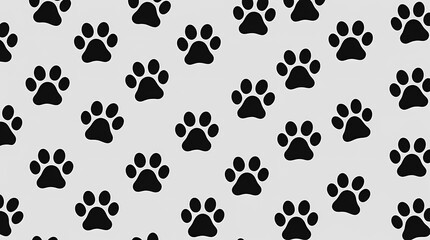 Fototapeta premium Vector paw icon print - cat paw pattern - dog paw seamless pattern