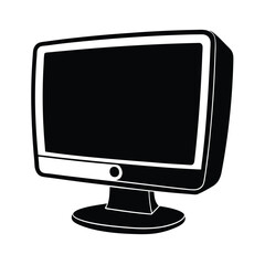 Simple computer monitor silhouette illustrating effective display and modern work efficiency on white