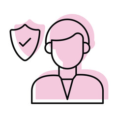 Employee Insurance  color shadow thinline icon, vector, pixel perfect, illustrator file 
