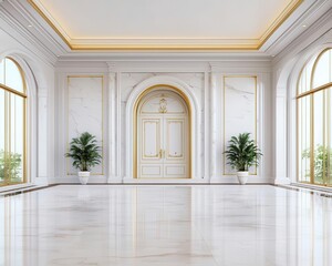 Megamansion with marble interiors and gold accents, opulent design