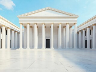 Fototapeta premium Neoclassical palace with grand pillars and sprawling courtyards, historical grandeur