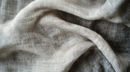 Fototapeta premium Soft linen fabric with delicate texture and smooth light folds, creating elegant and airy appearance. Ideal for various textile applications