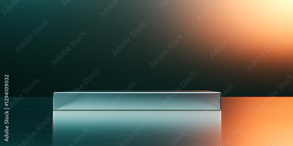 Poster sleek platform on a reflective surface with a gradient background. ideal for showcasing products or 