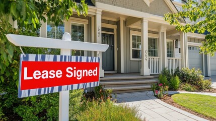 Naklejka premium Lease Signed: Suburban House Rental Agreement