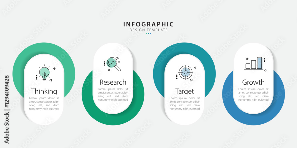 Poster timeline infographic template. 4 step timeline journey, calendar flat simple infographics design tem
